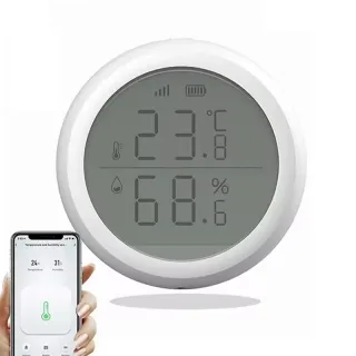 RSH Tuya Smart ZigBee3.0 Thermometer Home Indoor Temperature and Humidity Sensor with LCD Display Smart Life APP Voice C