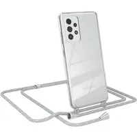 EAZY CASE Handykette Hülle mit Kette für Galaxy A52 / A52 5G / A52s 5G 6,5 Zoll, Umhängeband mit Backcover Etui Schutzhülle Hülle Case Hellgrau Weiß