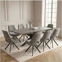 Jiexi Essgruppe Essgruppe ausziehbar 160-200cm MDF Rhein-Optik Flanell Stühle Set