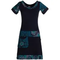 Vishes Sommerkleid Damen Sommerkleid Kurzarm Mini-Kleid Tunika-Kleid T-Shirtkleid Boho, Goa, Retro Style