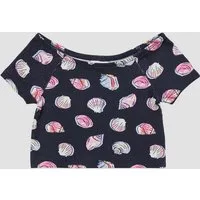 s.Oliver Kurzarmshirt T-Shirt Verkürztes T-Shirt aus Rippware mit Off-Shoulder-Ausschnitt