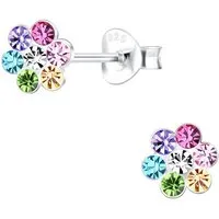 ALEXANDER YORK Paar Ohrstecker BLUME Kristall regenbogenfarben, 2-tlg., 925 Sterling Silber