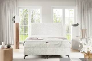 Boxspringbett Schlafzimmerbett TRIANA 180x200cm Stoff Trenza Creme