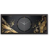 Kreative Feder Wanduhr 3D Designer-Wanduhr Golden Liquid (ohne Ticken, Funk- oder Quarzuhrwerk, elegant, außergewöhnlich, modern)