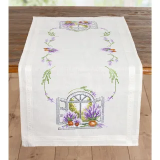 Stickläufer "Lavendel-Fenster"