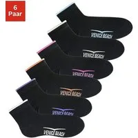 Venice Beach Kurzsocken Sport & Lifestyle Sneaker Socken Damen (Packung, 6-Paar, Quarter Sock) mit druckfreiem Bündchen