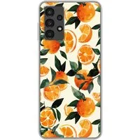 MuchoWow Handyhülle für Samsung Galaxy A13 4G Orangen - Früchte - Blätter - Orange - Grün, Smartphone-Bumper, Print, Handy Schutzhülle Dünn