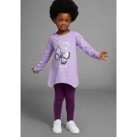 KIDSWORLD Langarmshirt & Leggings 2tlg. Set Shirt + Leggings mit Glitzerdetails (Set, 2-tlg., 2) niedlicher Schmetterling für kleine Mädchen