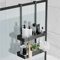 niffgaff Duschablage ohne Bohren zum Hängen aus Edelstahl, 31,5 x 10,5 x 55,5 cm, 1-tlg., Praktischer Organizer mit 4 Haken für Shampoo und Duschutensilien