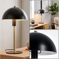 hofstein Tischleuchte moderne Nachttischlampe aus Metall in Schwarz/Goldfarben, ohne Leuchtmittel, RetroTischlampe, Ø20cm, 36cm, Schalter, 1 x E14, ohne Leuchtmittel.
