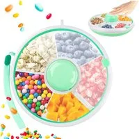 TUWENA Snackschale Snackbox mit Fächern für Kinder,Tragbare Box zum Drehen Aus Kunststoff