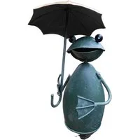 Deko-Impression Dekofigur Zaunfigur Zaunhocker Gartendeko Frosch mit gelbem Schirm geöffnet (1 St)