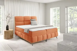 Boxspringbett Schlafzimmerbett CHARLIE 120x200cm Stoff Fibi Apricot