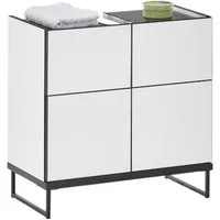 moebel-dich-auf Waschbeckenunterschrank VENEZIA (Badezimmerschrank, Waschtisch) Weiß matt, Absetzung: Schwarz