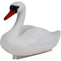 BURI Teichfigur Schwan weiß Teichfigur Teichdeko Gartenfigur Teichvogel Vogel