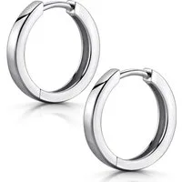 Materia Paar Creolen Creolen Silber 18mm SO-460, aus 925 Sterling Silber, rhodiniert