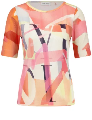 GERRY WEBER Collection - T-Shirt mit Muster beige/weiß/orange - Gr. - 40
