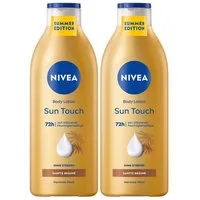 Nivea Körperlotion 2er Set Body Lotion Sun Touch 2 x 400 ml, 2-tlg., 72h zart bräunende Feuchtigkeitspflege