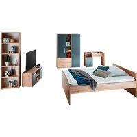 arthur berndt Jugendzimmer-Set Alessio, (Set, 5-tlg., Bett, Kleiderschrank, Schreibtisch, Standregal und TV-Lowboard), mit Melamin-Oberfläche