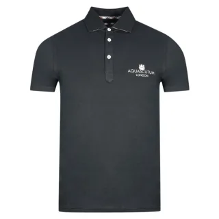 Aquascutum London Bold Logo Schwarzes Poloshirt