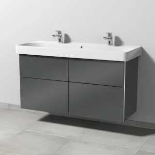 Sanipa 3way Waschtischunterbau zu Geberit Smyle Square Waschtisch mit 4 Auszügen, Anthrazit-Glanz BS67379