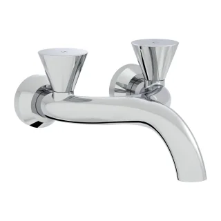 VitrA Liquid Zweigriff-Waschtischarmatur Aufputz-Wandmontage Ausladung Auslauf 24 cm Chrom,A42748 A42748