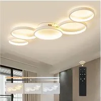 Vivitar LED Deckenleuchte Modernes 5-Ring-Design, dimmbar per Fernbedienung, 41W, 6000 lm, energieeffizient, LED wechselbar, einstellbar, Helligkeit einstellbar von niedrig bis hoch (10 %–100), von kaltweiß bis warmweiß., stufenlos einstellbare Farbt