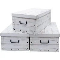 Spetebo Aufbewahrungsbox Storage Box 49x39x24 - 3er Set - Holzoptik weiß (Set, 3 St., Aufbewahrungsboxen), Stapelbox Geschenkbox