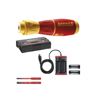 Wiha E-Schraubendreher speedE II electric 7-tlg mit slimBits, Batterien und USB-Ladegerät in L-Boxx Mini - 44318