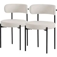 ML-DESIGN Polsterstuhl Esszimmerstühle Gruppe Küchenstuhl aus Teddystoff mit Metallbeinen (2 St), Clubstuhl 2er Set Wohnzimmerstuhl Weiß moderne Design Lounge Stuhl