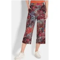 GOLDNER Schlupfhose Kurzgröße: Moderne Printhose mit floralem Muster Viskosehose mit elastischem Bund, Eingriffstaschen und 7/8-Länge