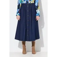 Ulla Popken Jeansrock Jeansrock A-Linie Schmuckknöpfe Elastikbund