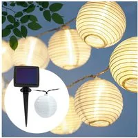 Casativo LED-Lichterkette Solar LED-Lampion-Lichterkette warmweiß 20 Lampions 3,8m IP44, 20 wetterfeste Nylon-Lampions Ø7,5 cm/Dämmerungssensor