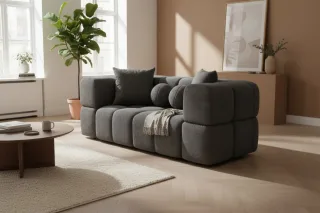 Sofa Designersofa VEGA 2-Sitzer in Stoff Egon Dunkelgrau