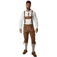 dressforfun Trachtenhose Kniebund-Oktoberfest-Hose in klassischer Optik mit Stickereien (Herrenhose, für Volksfeste in Braun) hoher Tragekomfort, Gürtelschlaufen und abnehmbare Hosenträger