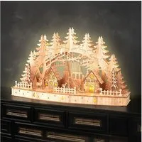 Spetebo LED Schwibbogen Weihnachtsdorf 44 x 26 cm warm weiß beleuchtet (1-tlg), mit Timer