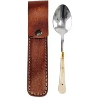 Vehi Mercatus Besteck-Set Spätmittelalterlicher Löffel aus Edelstahl naturweißer Griff, 1 Personen, Leder, Edelstahl, Knochen