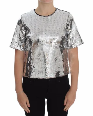 Dolce Gabbana Pailletten-Top Silber