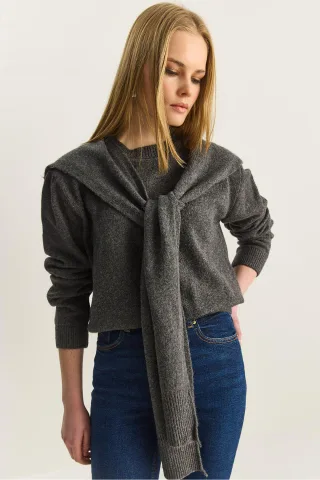 Reguläre Passform Rundhalsausschnitt Rippensweater