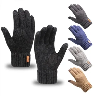 Unisex Alpaca Gloves Men's Warm Gloves For Winter Touch Screen Plus Velvet Thickened Cold-Proof And Warm Wool Knitted Gl