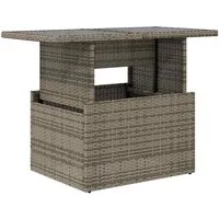 vidaXL Gartentisch Gartentisch mit Glasplatte Grau 100x55x73 cm Poly Rattan (1-St)