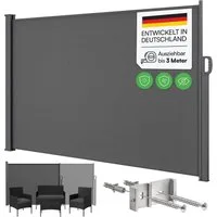 STEELSØN Seitenmarkise Zirella mit individuell einstellbarer Länge (anthrazit, 160x300 cm) Windschutz mit Griff, Sichtschutz ausziehbar, für Garten/Terrasse