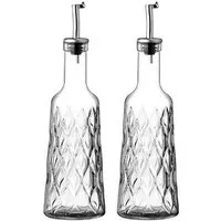 Pasabahce Menage-Set Leafy 2er Set Öl- & Essigflasche aus Glas 380 ml mit Ausgießer, (Packung, 2-tlg)