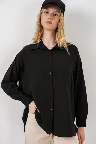 Oversized Langarm-Hemd mit Knopfleiste