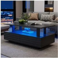 STILVORA Couchtisch schwarz Acryl-LED-wohnzimmertisch mit Bluetooth-Handy-App-Steuerung (Satztisch, Beistelltisch, 1-St., 2 Schubladen), Acryl-LED-wohnzimmertisch, mit Bluetooth-Handy-App-Steuerung
