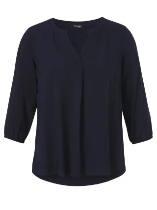 Frapp - Bluse V-Ausschnitt 3/4 Arm navy - Gr. - 46