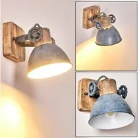 hofstein Wandleuchte »Cotes« Wandspot im Retro/Vintage Design, ohne Leuchtmittel, verstellbare Wandlampe aus Metall/Holz in Grau/Weiß/Braun, 1xE27