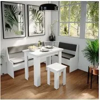 Vicco Sitzgruppe Roman, Weiß/Anthrazit, 180 x 120 cm mit Tisch, (Set, 5-tlg., 5-er Set), bequeme Polsterung