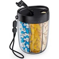 FOUORTUNATE-BEE Pillendose Tablettenbox Rund Pillendose 6 Fächer mit Großen Separaten Fächern (tragbare Medikamentenbox)