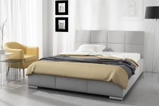 Polsterbett Bett Doppelbett HANNES Kunstleder Grau 180x200cm